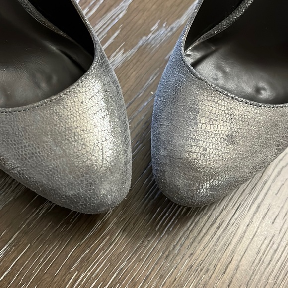Elizabeth and James Mason pewter silver platform heels - Picture 7 of 17